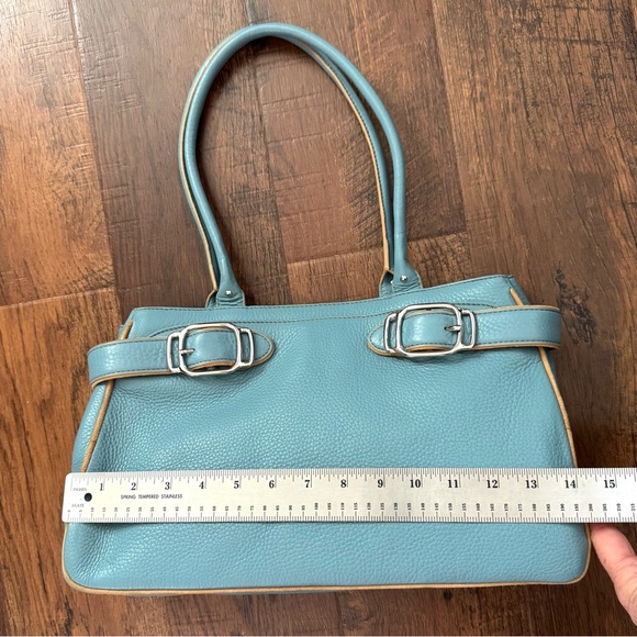 COLE HAAN teal blue textured leather purse, NWOT - Picture 15 of 16